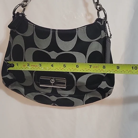 COACH Signature Purse with Silver accents  Black and Silver - Picture 11 of 11